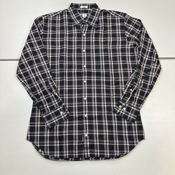 Peter Millar Other - Peter Millar Mens Shirt Plaid Button Down Long Sleeve Black Purple Cotton Size M